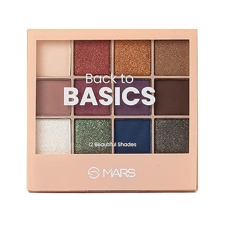 MARS 12 Shades Back to Basics Eyeshadow Palette with Free Applicator | Matte | Shimmer | Beginner Friendly & Long Lasting Eye Shadow Palette (14.4 gm) (Shade-01)